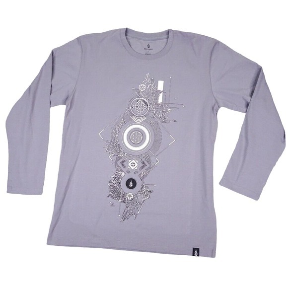 Threyda Shirt Mens Large Gray Pullover Lightweight Geometric Logo Mandala 2723 - Picture 1 of 8